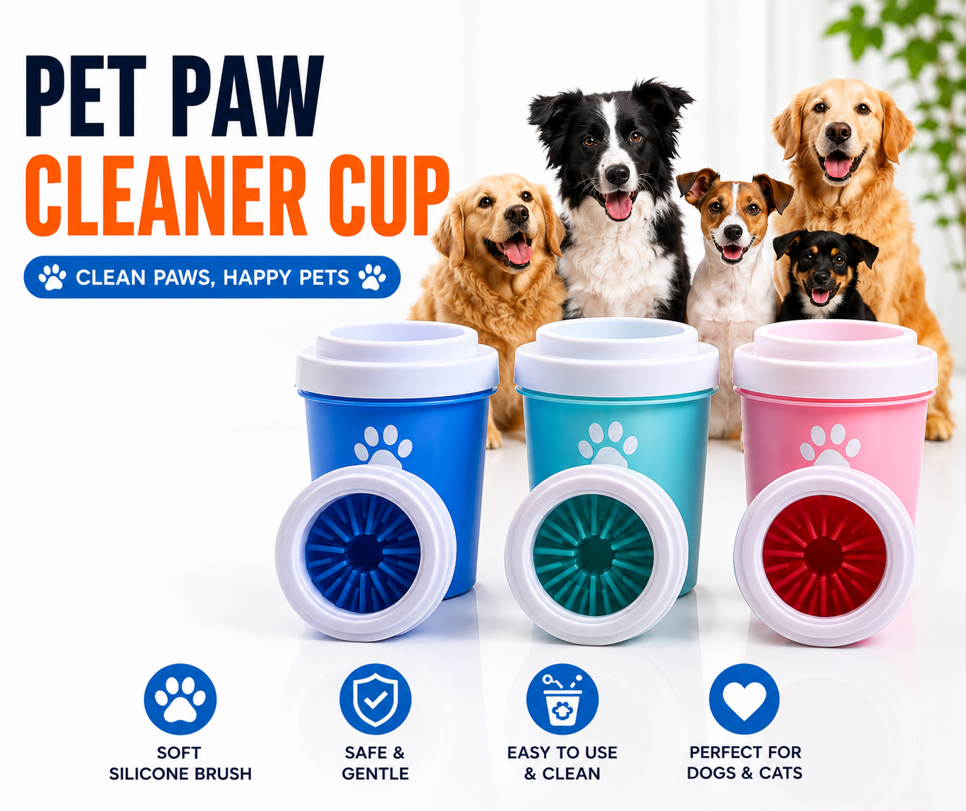 Silicone Pet Paw Cleaner Cup Gentle Foot Washer for Dogs & Cats