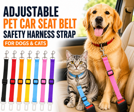 Adjustable Dog and Cat Car Seat Belt Safety Harness Leash for Secure Pet Travel