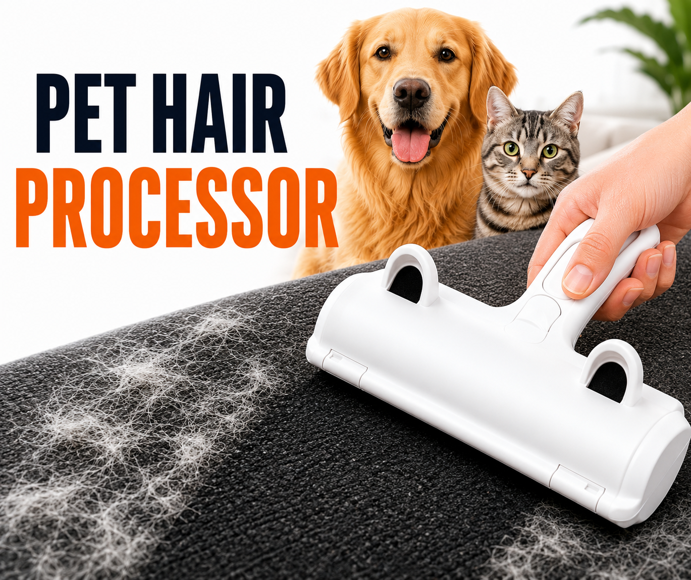 Reusable Pet Hair Remover Brush Self-Cleaning Lint &amp - Fur Roller