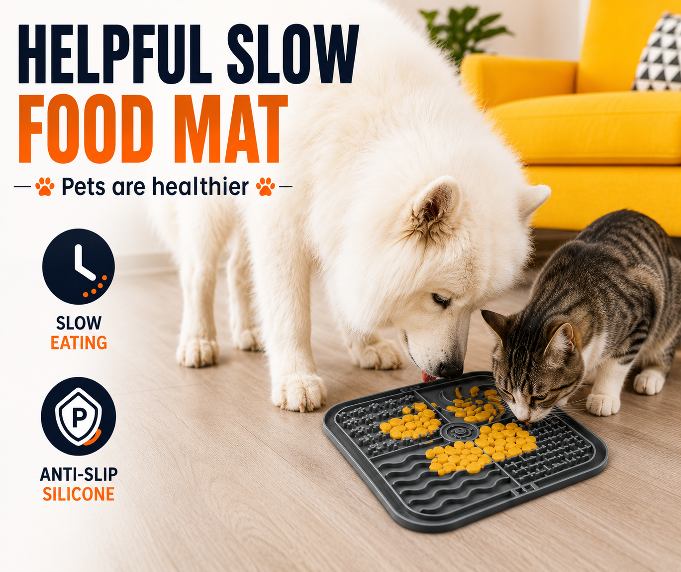 Silicone Slow Feeder Lick Mat Non-Slip Suction Cup for Dogs & Cats
